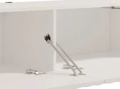 Mobili Porta Tv > Dmora Mobile Porta tv Bianco Crema Beige un Ripiano 3 Ante 192x42x32h cm, 3 Vani - Fossa Beige, Bianco Crema