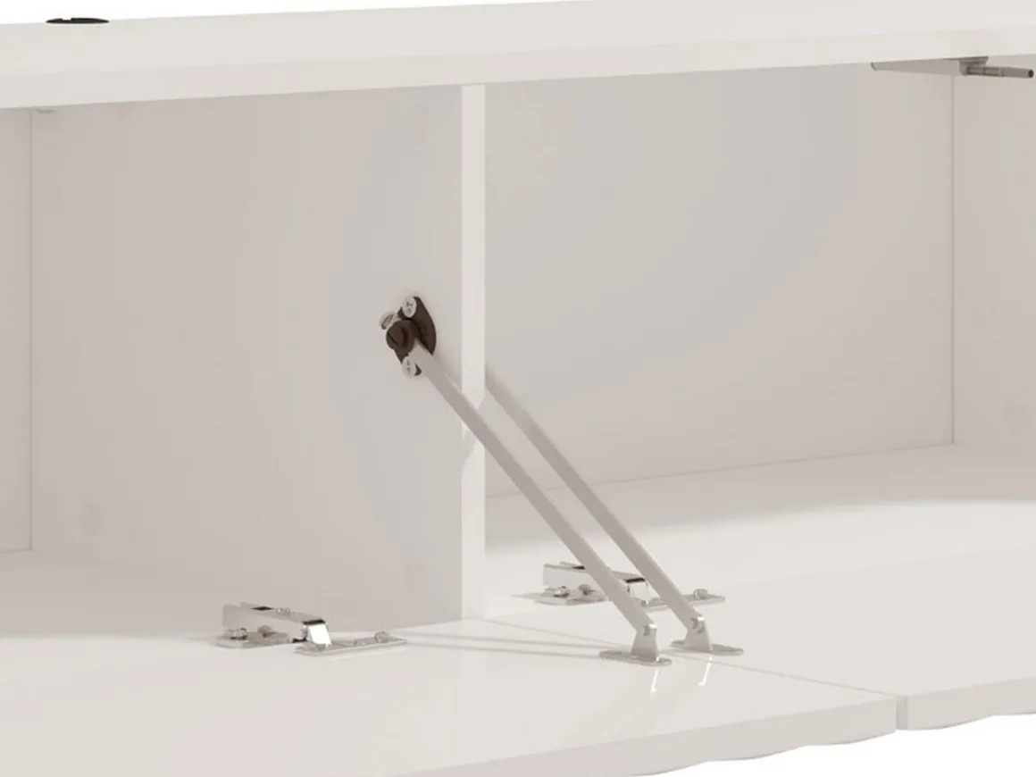 Mobili Porta Tv > Dmora Mobile Porta tv Bianco Crema Beige un Ripiano 3 Ante 192x42x32h cm, 3 Vani - Fossa Beige, Bianco Crema