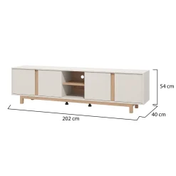 Mobili Porta Tv > Dmora Mobile Porta tv Bianco Crema Marrone Rovere Nodi 2 Ripiani 4 Vani 162x41.5x43.5h cm, Un'anta - Pompu Marrone Rovere Nodi, Bianco Crema
