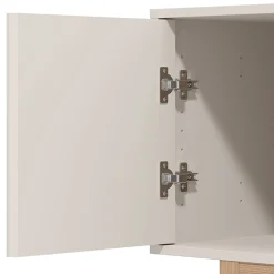 Mobili Porta Tv > Dmora Mobile Porta tv Bianco Crema Marrone Rovere Nodi 2 Ripiani 4 Vani 162x41.5x43.5h cm, Un'anta - Pompu Marrone Rovere Nodi, Bianco Crema