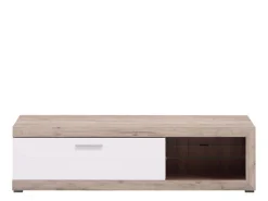 Mobili Porta Tv > Dmora Mobile Porta tv Bianco Crema Marrone Rovere Nodi 2 Ripiani 4 Vani 162x41.5x43.5h cm, Un'anta - Pompu Marrone Rovere Nodi, Bianco Crema