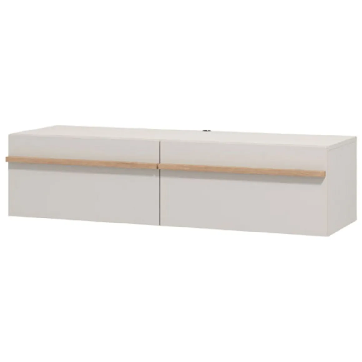 Mobili Porta Tv > Dmora Mobile Porta tv Bianco Crema Marrone Rovere un Ripiano 4 Ante 156x40x44h cm, con Piedini - Erbez Marrone Rovere, Bianco Crema
