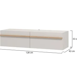 Mobili Porta Tv > Dmora Mobile Porta tv Bianco Crema Marrone Rovere un Ripiano 4 Ante 156x40x44h cm, con Piedini - Erbez Marrone Rovere, Bianco Crema
