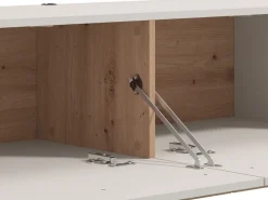 Mobile Porta tv Bianco Crema Marrone Rovere un Ripiano 2 Vani 128x41.5x32h cm, 2 Ante - Sirolo