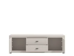Mobile Porta tv Bianco Crema Nero 2 Cassetti un Ripiano 166.5x41.5x53.5h cm, Apertura Battente, Scorrevole - Nalles