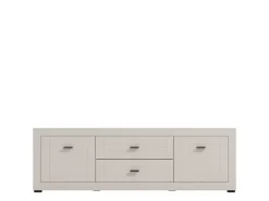 Mobile Porta tv Bianco Crema Nero 2 Cassetti un Ripiano 166.5x41.5x53.5h cm, Apertura Battente, Scorrevole - Nalles