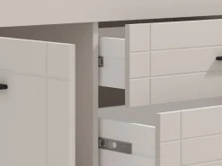 Mobile Porta tv Bianco Crema Nero 2 Cassetti un Ripiano 166.5x41.5x53.5h cm, Apertura Battente, Scorrevole - Nalles