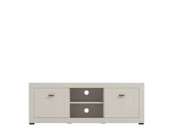 Mobile Porta tv Bianco Crema Nero 2 Ripiani 2 Ante 147.5x41.5x53.5h cm, 4 Vani - Sillaro