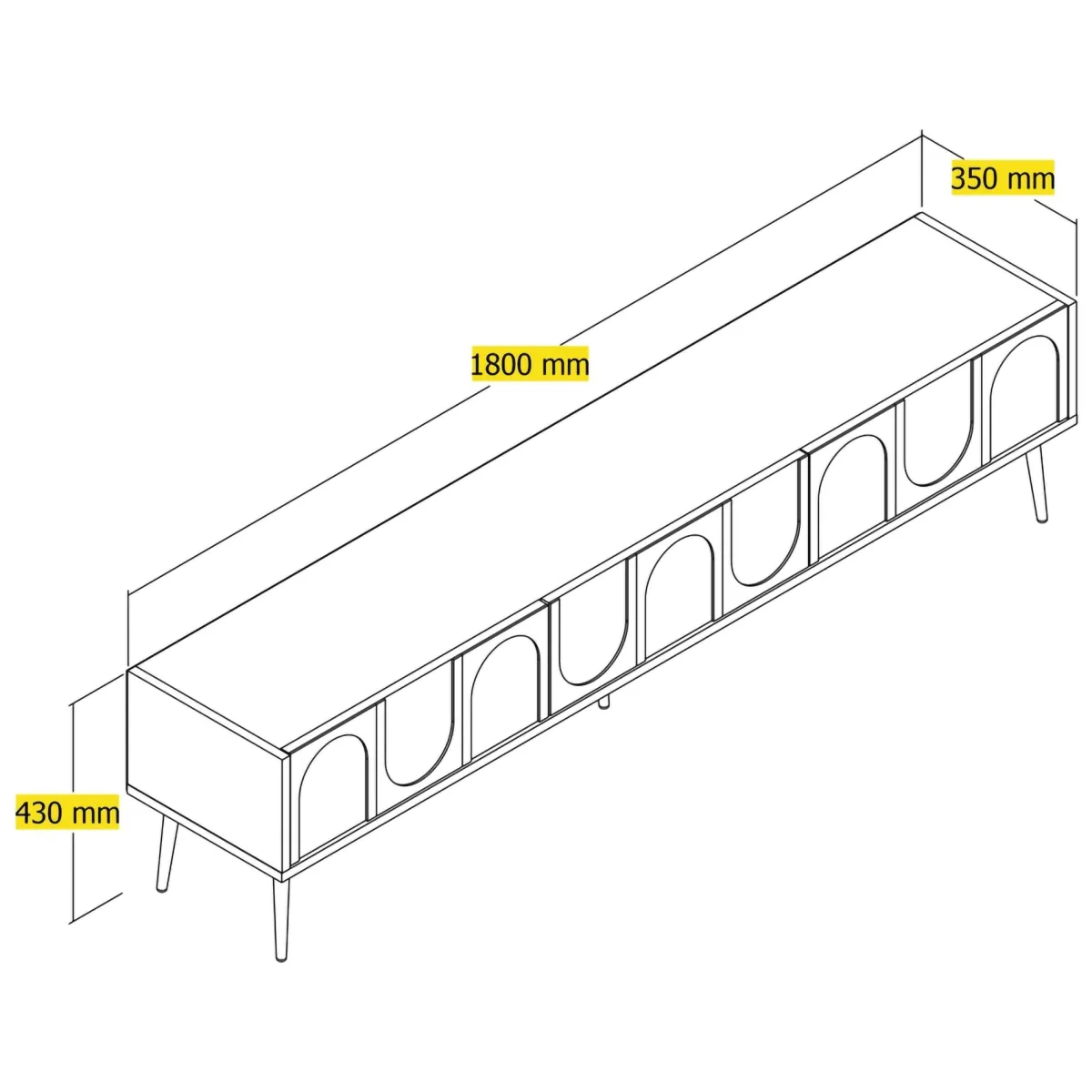 Mobili Porta Tv > Dmora Mobile Porta tv Bianco Crema oro 3 Ante Apertura a Ribalta 180x35x43h cm, 3 Vani - Marnate Oro, Bianco Crema