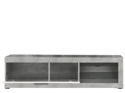 Mobile Porta tv Bianco Grigio Cemento 2 Ripiani Un'anta 162x41.5x43.5h cm, Ripiano in Vetro - Pompu