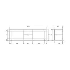 Mobile Porta tv Bianco Lucido un Ripiano Apertura Maniglia 180x43x56h cm, 4 Vani - Massaia