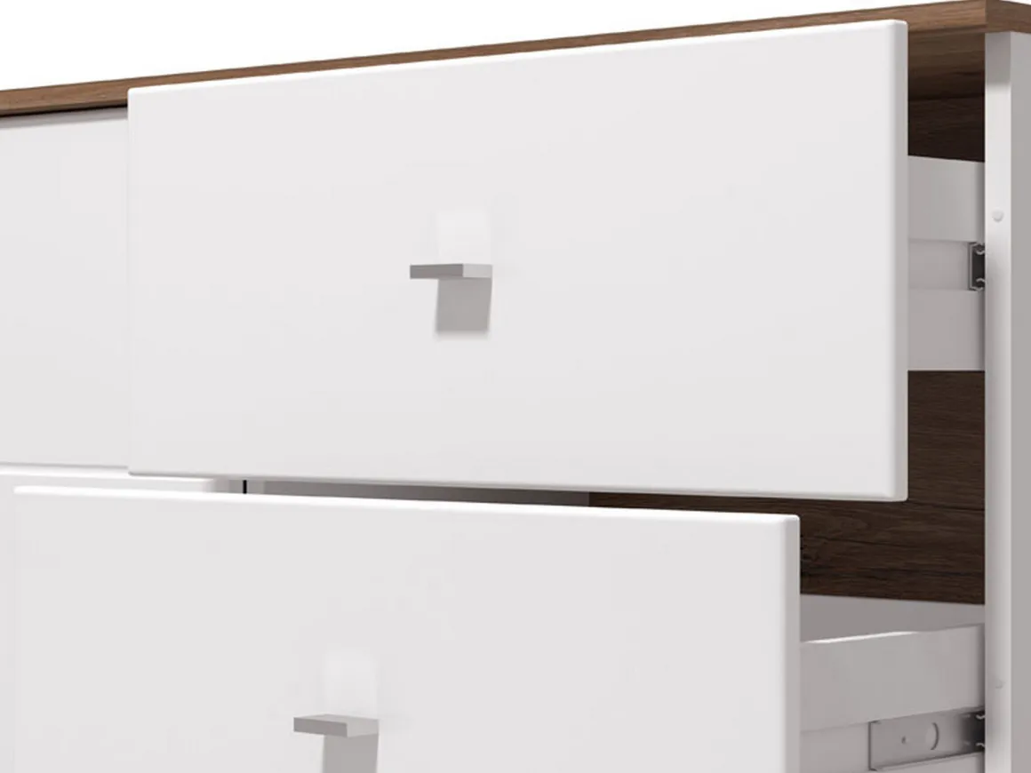 Mobile Porta tv Bianco Marrone Noce 2 Cassetti un Ripiano 162x40x59.5h cm, 2 Ante - Isera