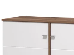 Mobile Porta tv Bianco Marrone Noce 2 Cassetti un Ripiano 162x40x59.5h cm, 2 Ante - Isera