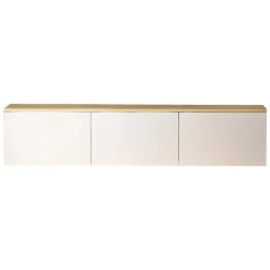 Mobile Porta tv Bianco Marrone Rovere 3 Ante Luci led Incluse 160x32x35h cm, 3 Vani - Marazzi