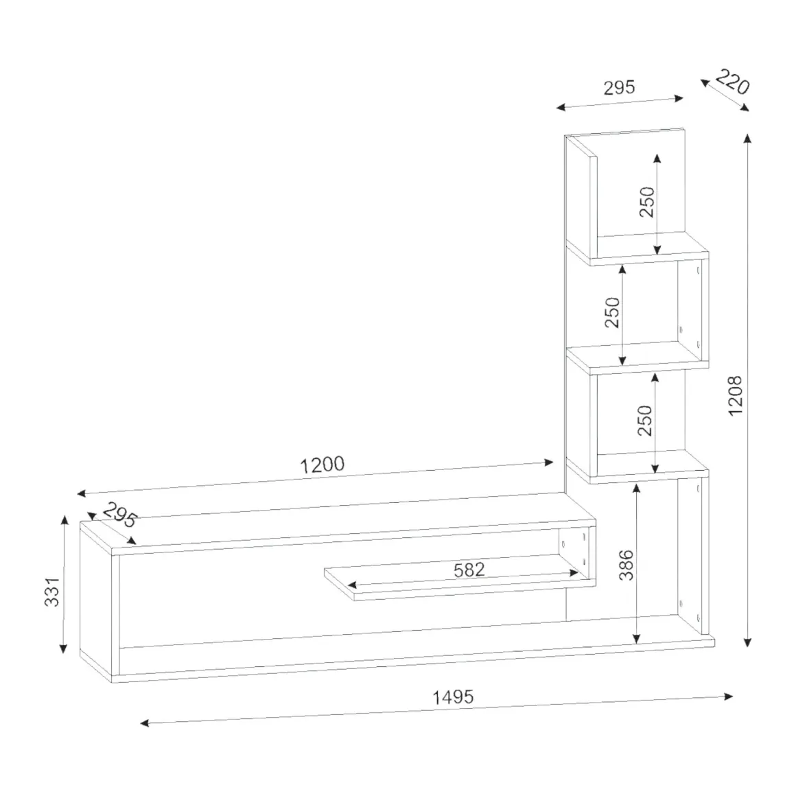 Mobile Porta tv Bianco Marrone Rovere 5 Ripiani Cassetti 29.5x22x120.8h cm, 4 Vani - Armeno