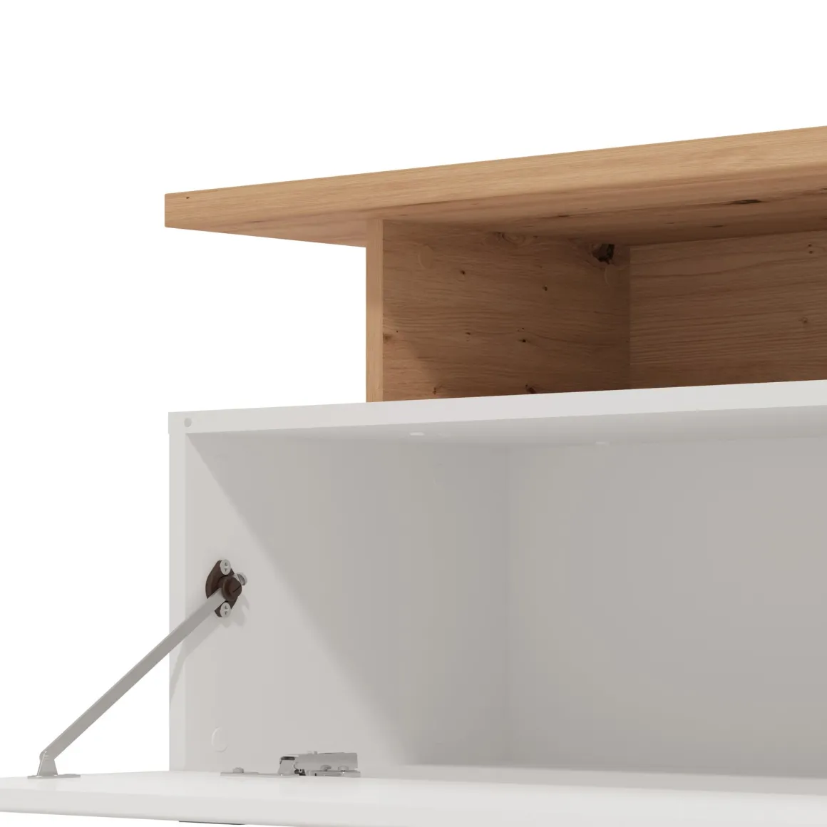 Mobile Porta tv Bianco Marrone Rovere Nodi Cassetti 3 Ripiani 170x41.5x46.5h cm, Un'anta - Induno