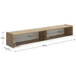 Mobile Porta tv Bianco Marrone Rovere Nodi un Ripiano 2 Ante 35x180x29h cm, 2 Vani - Bigfork
