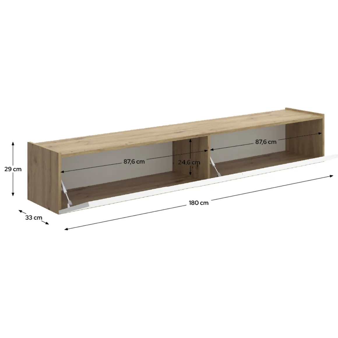 Mobile Porta tv Bianco Marrone Rovere Nodi un Ripiano 2 Ante 35x180x29h cm, 2 Vani - Bigfork