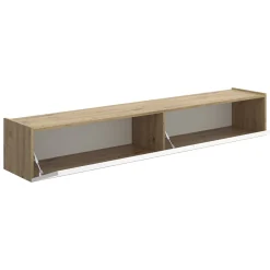 Mobile Porta tv Bianco Marrone Rovere Nodi un Ripiano 2 Ante 35x180x29h cm, 2 Vani - Bigfork