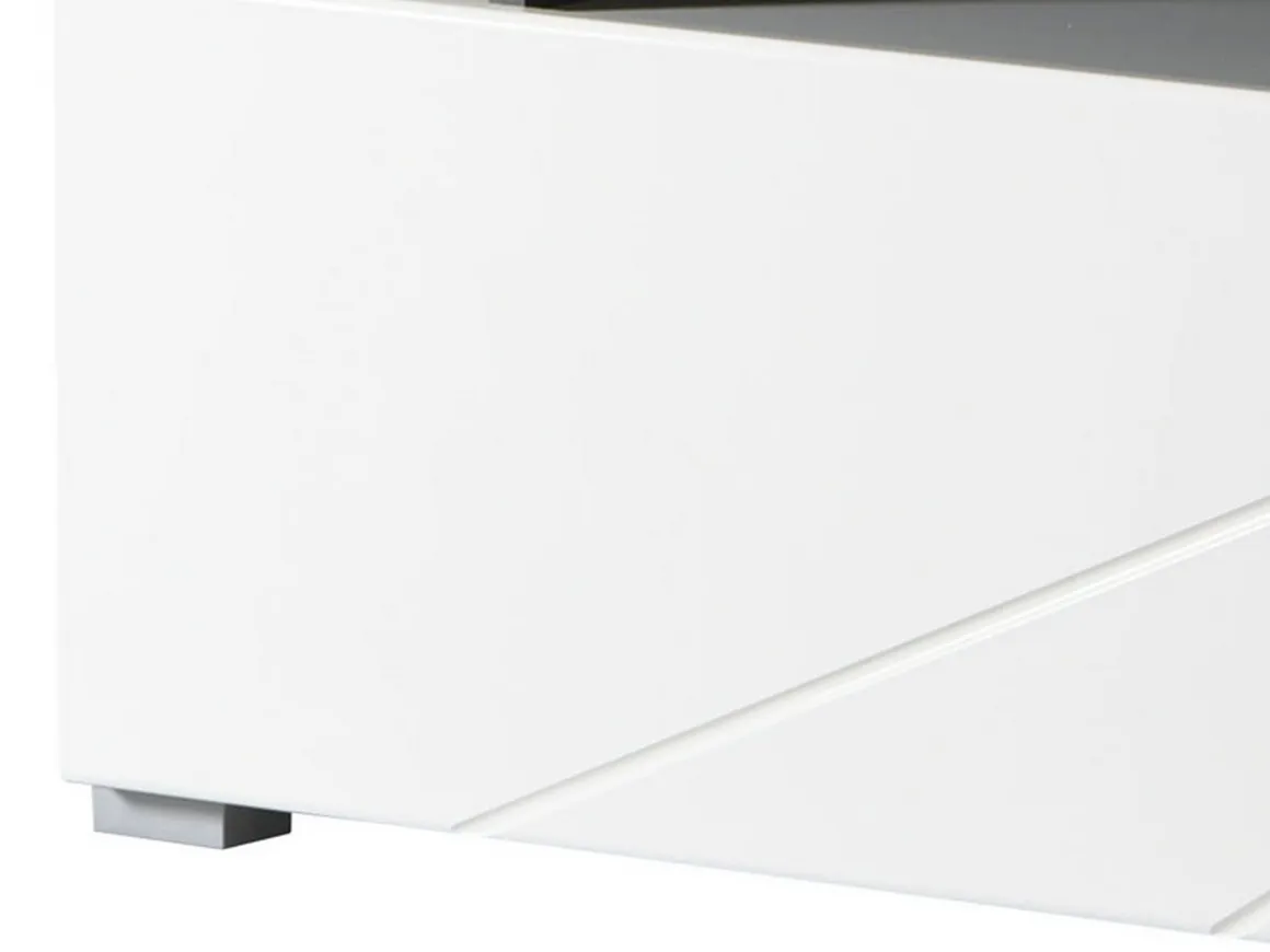 Mobile Porta tv Bianco Nero Antracite 6 Ripiani Un'anta 170x41.5x46.5h cm, Dettaglio Geometrico, Ripiano in Vetro - Induno