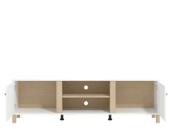 Mobili Porta Tv > Dmora Mobile Porta tv Bianco Opaco Marrone Rovere 3 Cassetti 4 Ripiani 143x40x54h cm, con Piedini - Tiarno Marrone Rovere, Bianco Opaco