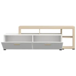 Mobile Porta tv Bianco Opaco Marrone Rovere 5 Ripiani 2 Ante 189x42x61h cm, con Piedini - Casola