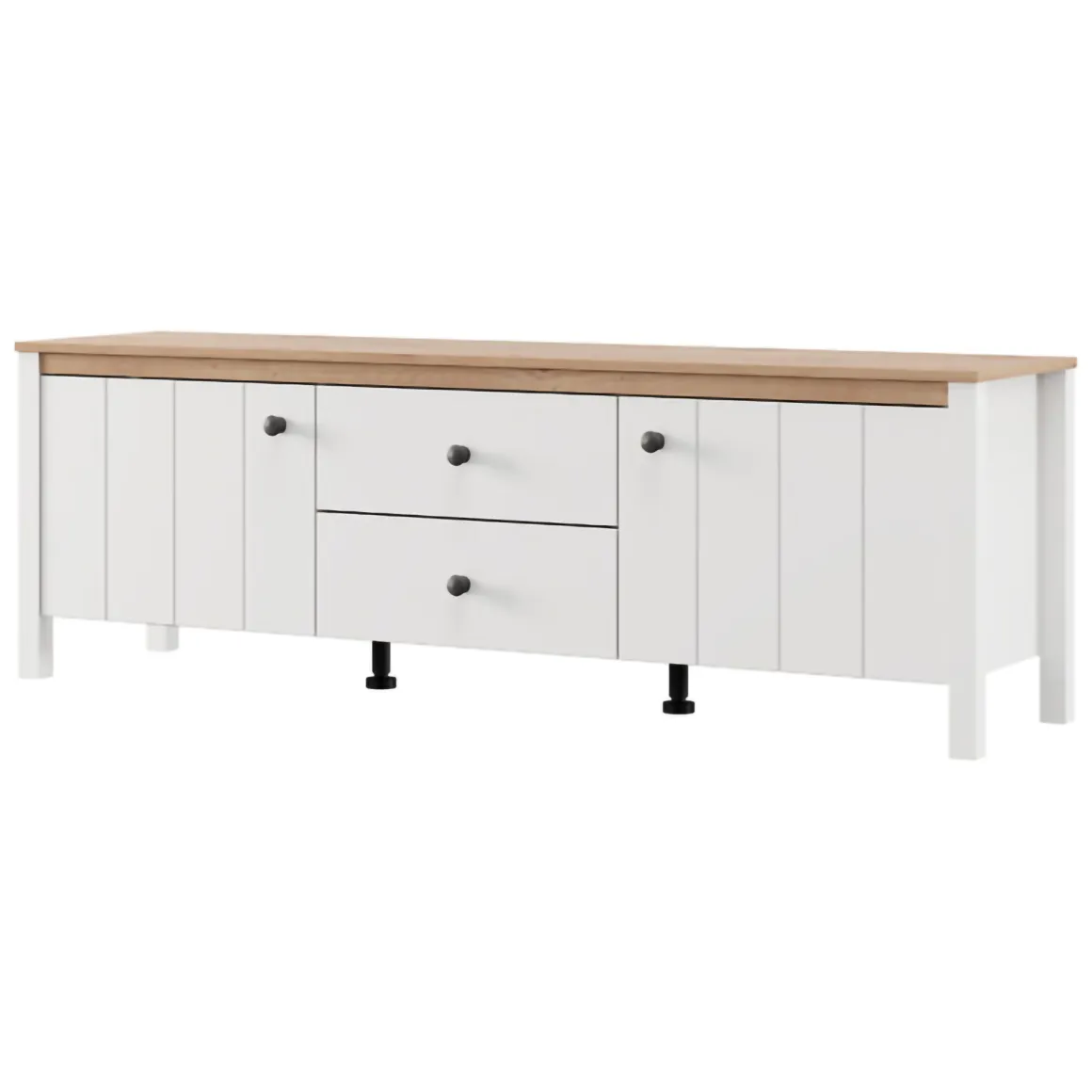Mobile Porta tv Bianco Opaco Marrone Rovere un Cassetto un Ripiano 163x40x53h cm, 2 Ante - Zavatt
