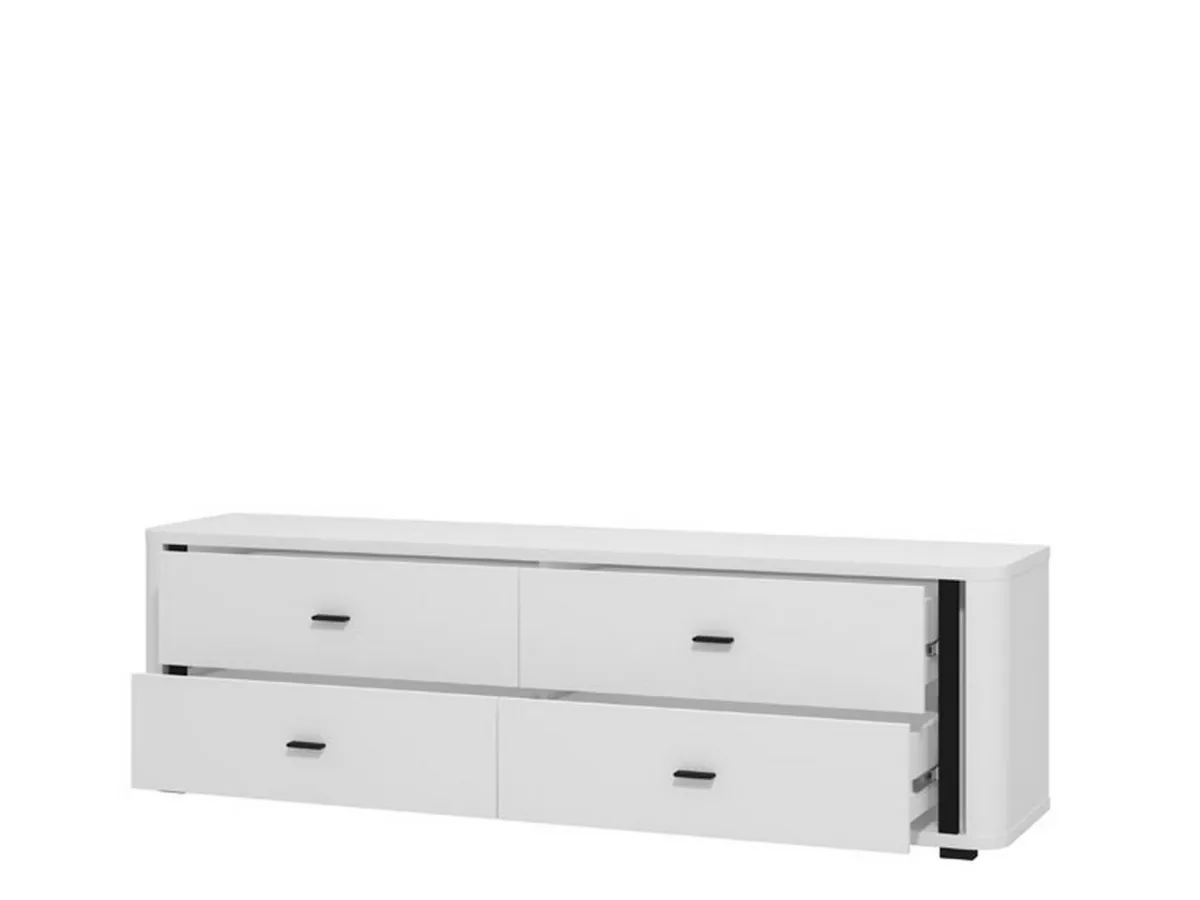 Mobili Porta Tv > Dmora Mobile Porta tv Bianco Opaco Nero 4 Cassetti un Ripiano 176.5x40x52h cm, Apertura Scorrevole - Terenzo Nero, Bianco Opaco