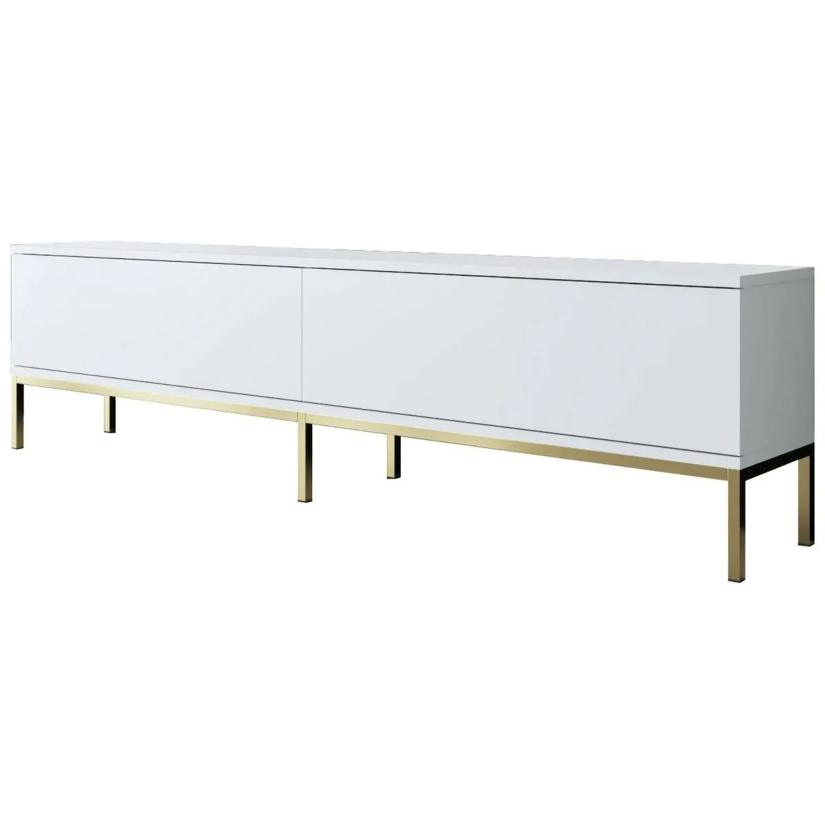 Mobili Porta Tv|Salotto > Dmora Mobile Porta tv Bianco oro Cassetti un Ripiano 180x30x47h cm, 2 Ante - Espero Oro, Bianco