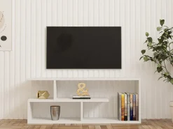Mobili Porta Tv > Dmora Mobile Porta tv 2 Ripiani 4 Vani 100x30x40h cm, Peso Supportato 40 kg - Foglizzo Bianco