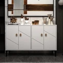 Mobile Porta tv Bianco 2 Ripiani Apertura Battente 120x30x75h cm, 4 Ante - Cervai