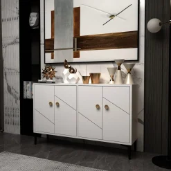 Mobile Porta tv Bianco 2 Ripiani Apertura Battente 120x30x75h cm, 4 Ante - Cervai