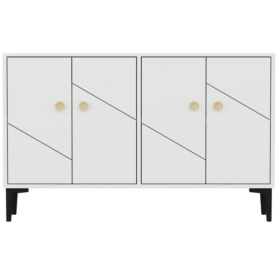 Mobile Porta tv Bianco 2 Ripiani Apertura Battente 120x30x75h cm, 4 Ante - Cervai