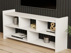 Mobile Porta tv Bianco 5 Ripiani 5 Vani 118x28x55h cm, Peso Supportato 40 kg - Loreglia
