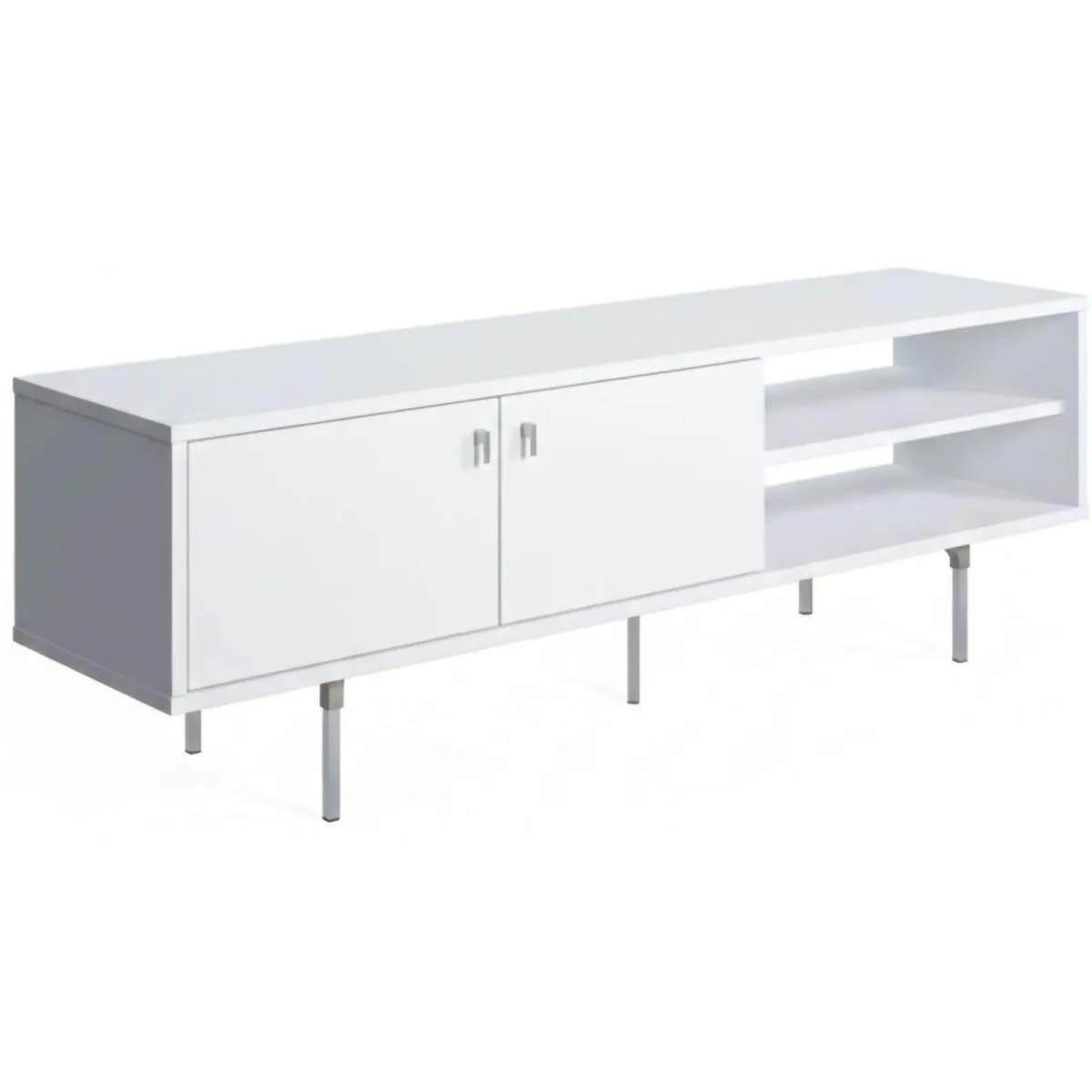 Mobili Porta Tv > Dmora Mobile Porta tv un Ripiano 2 Ante 140x35x45h cm, 3 Vani Bianco