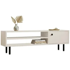 Mobile Porta tv Bianco un Ripiano Apertura Battente 120x30x38h cm, Un'anta - Metomaha