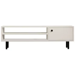 Mobile Porta tv Bianco un Ripiano Apertura Battente 120x30x38h cm, Un'anta - Metomaha