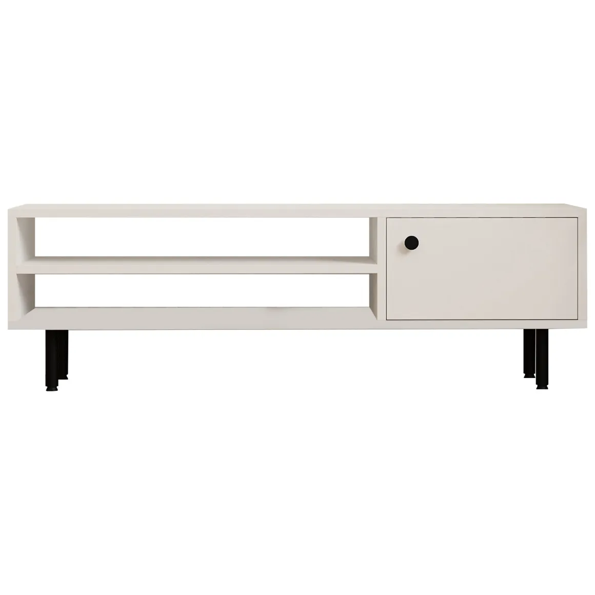 Mobile Porta tv Bianco un Ripiano Apertura Battente 120x30x38h cm, Un'anta - Metomaha