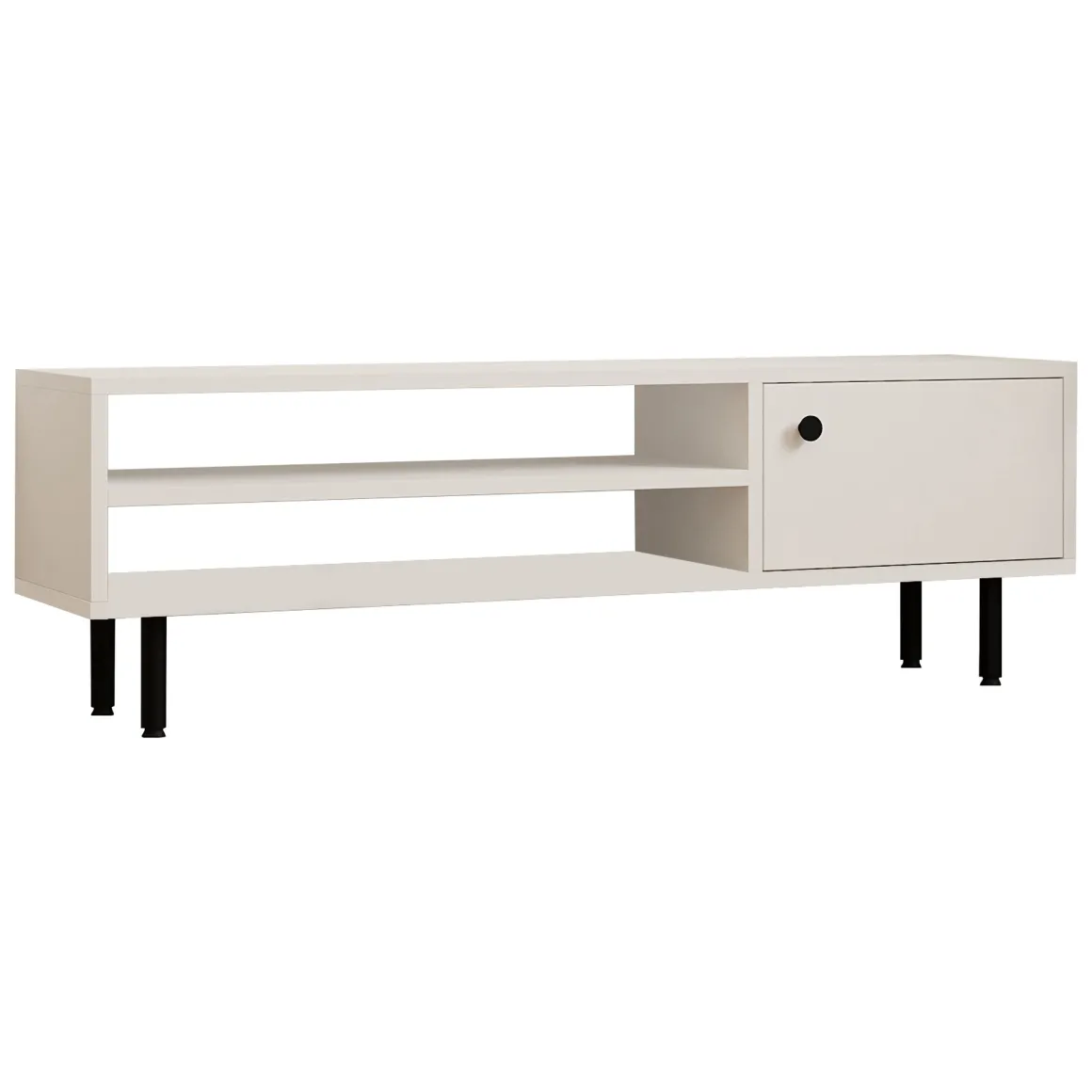 Mobile Porta tv Bianco un Ripiano Apertura Battente 120x30x38h cm, Un'anta - Metomaha