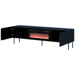 Mobile Porta tv blu un Ripiano 2 Ante 200x42x57h cm, Caminetto Incluso - Vermezzo