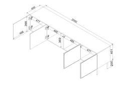 Mobile Porta tv blu un Ripiano 2 Ante 200x42x60h cm, 4 Vani - Mornago