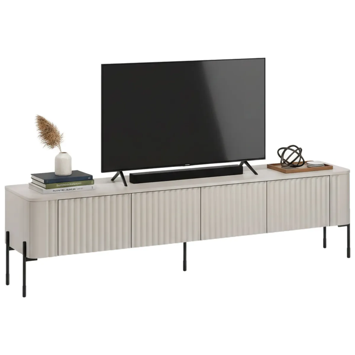 Mobili Porta Tv > Dmora Mobile porta TV Brembana, 190x40 h50 cm, Beige Beige Cashmere