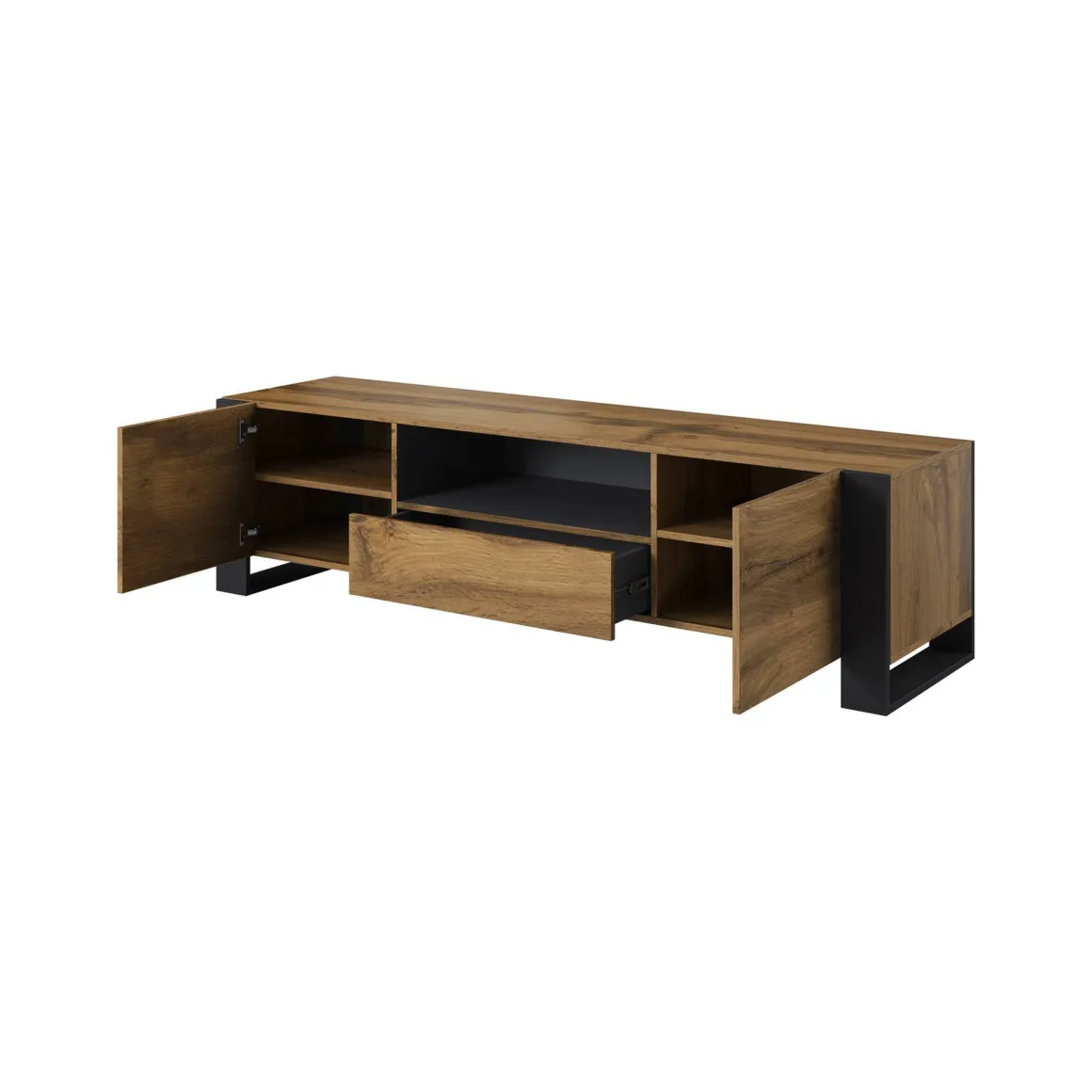 Mobile porta TV Dronero, 180x44 h48 cm, Rovere Nodi e Antracite
