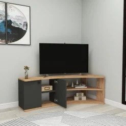 Mobili Porta Tv > Dmora Mobile Porta TV Elegante e Funzionale Marrone Rovere, Nero Antracite