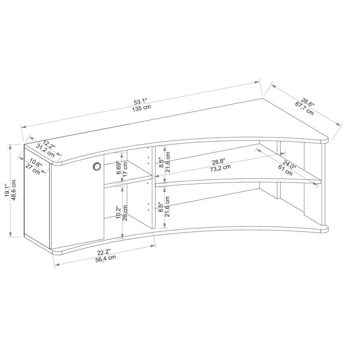 Mobili Porta Tv > Dmora Mobile Porta TV Elegante e Funzionale Marrone Rovere, Nero Antracite