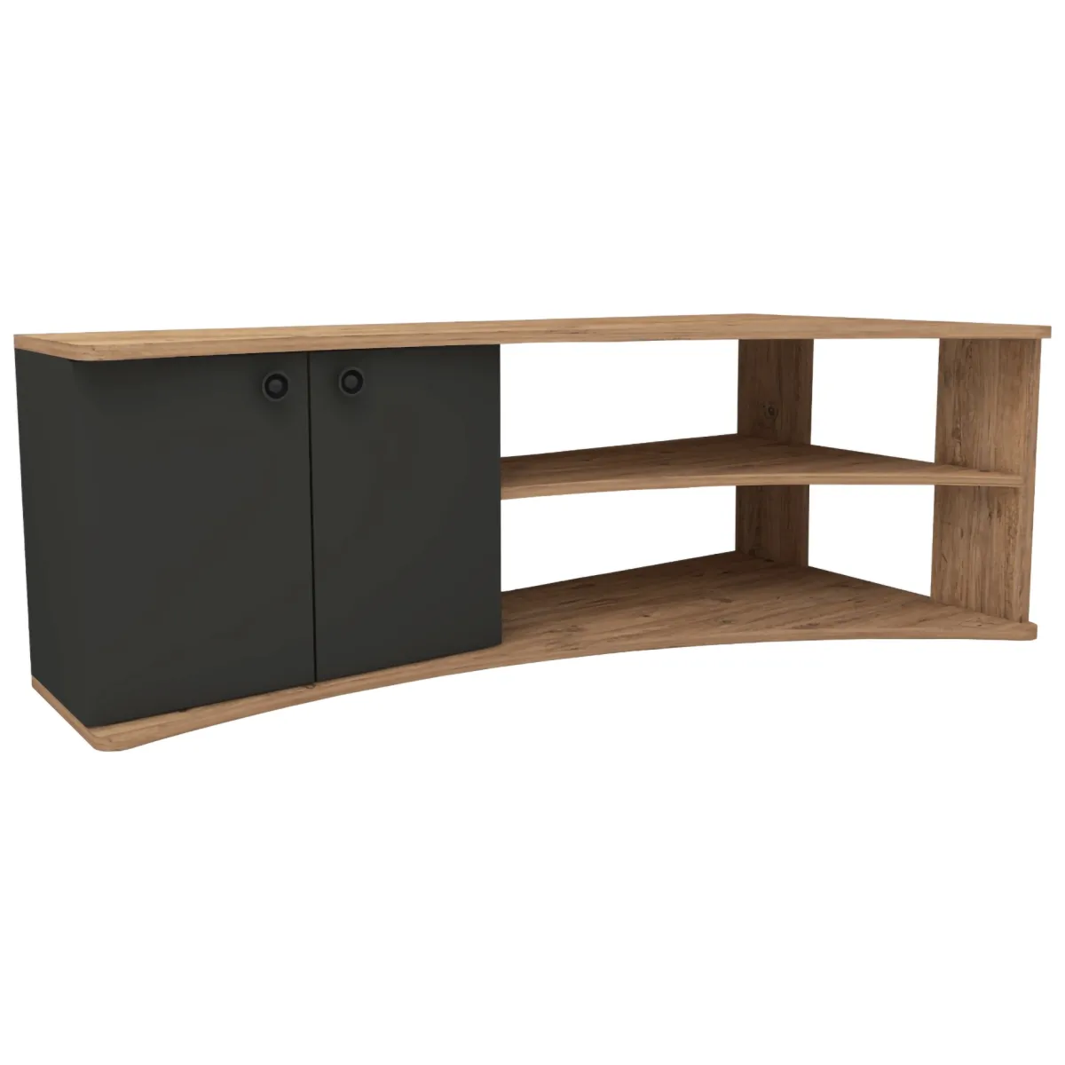 Mobili Porta Tv > Dmora Mobile Porta TV Elegante e Funzionale Marrone Rovere, Nero Antracite
