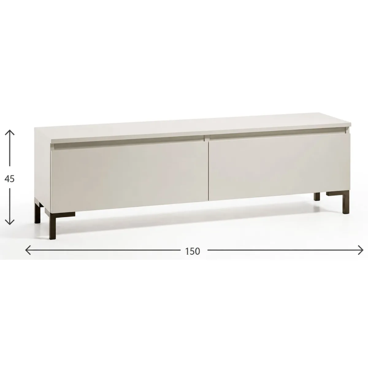 Mobili Porta Tv > Dmora Mobile Porta tv Grigio Chiaro Nero un Ripiano 2 Ante 150x37x45h cm, con Piedini Made in Italy - Mimasato Nero, Grigio Chiaro