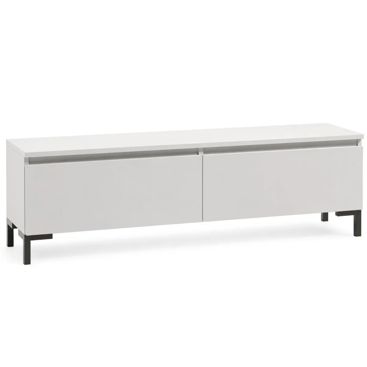 Mobili Porta Tv > Dmora Mobile Porta tv Grigio Chiaro Nero un Ripiano 2 Ante 150x37x45h cm, con Piedini Made in Italy - Mimasato Nero, Grigio Chiaro
