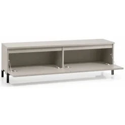 Mobili Porta Tv > Dmora Mobile Porta tv Grigio Chiaro Nero un Ripiano 2 Ante 150x37x45h cm, con Piedini Made in Italy - Mimasato Nero, Grigio Chiaro