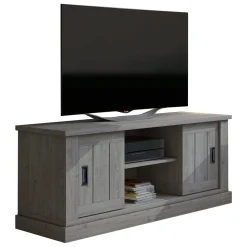 Mobile Porta tv Grigio Rovere Grigio un Ripiano 2 Ante 45x46x60h cm, 4 Vani - Mesola